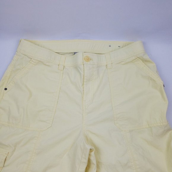 Chicos Womens Poplin Cargo Crops Pants Yellow Chicos Size 1.5=M/L US 10 34X21 - Picture 2 of 8